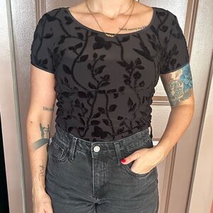 Armani Collezioni Black Velvet Floral Blouse